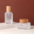 Wholesale Packaging 30ml  50ml 100ml 120ml Empty Lotion Foundation Glass Cosmetic Bottle with Wooden Cap