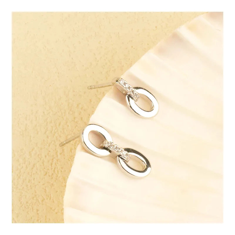 Fashion Free Design 925 Sterling Silver Asymmetrical Jewelry Chunky Chain Shape Drop Stud Earrings for Women