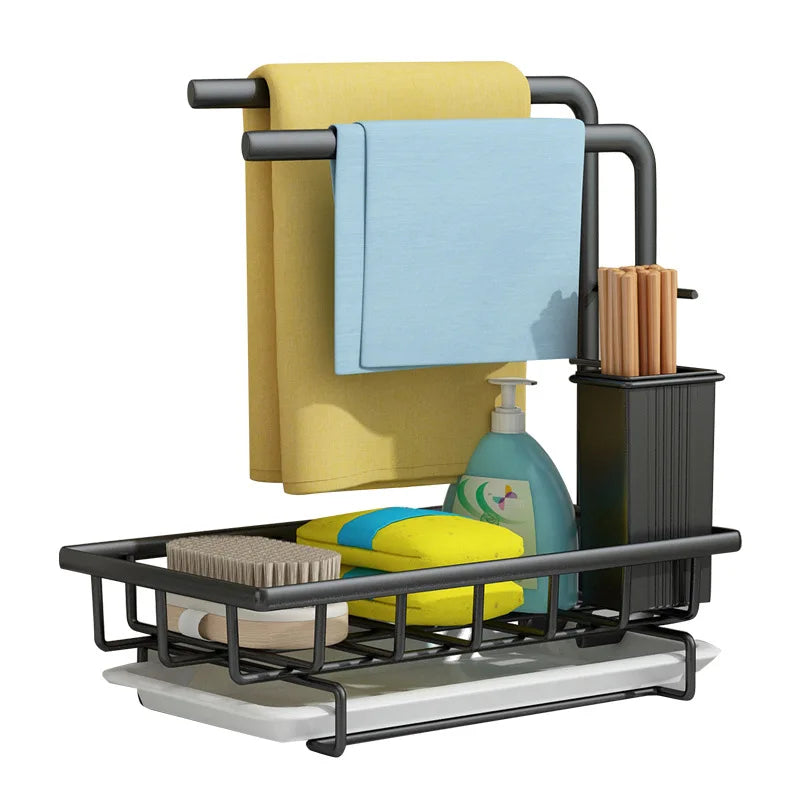 Stainless Steel Kitchen Rollout Caddy Under Sink Organizer Kitchen Sponge Holder Sink Caddy
