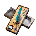 Creative Feather Quill Pen Set Mechanical Punk Gear Design Feather Pen Extra 5 Nibs Calligraphy Steampunk Quill Dip Ink Pen Set