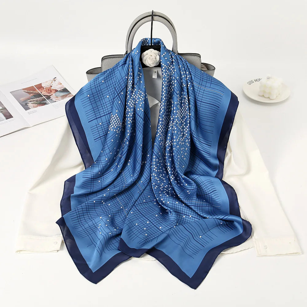 Custom Elegant Head Scarf Luxurious Ladies Shawl square 110*110cm Printing Horse Silk Scarf for Wholesale
