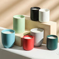 Customized Logo Scented Candle Cups Modern Round Colored Matte Ceramic Candle Mug