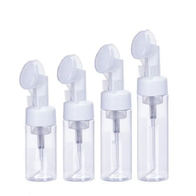 100ML 120ML 150ML 200ML Silicon Brush Mousse Foaming Pump Empty Packaging PET Plastic White Facial Cleansing Foam Bottle