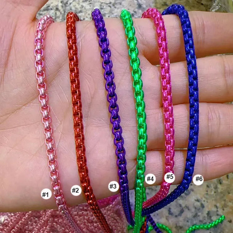 BCL1302 Popular Jewelry Findings Pop Chain Multicolor Rainbow Metallic Plated Box Chain for Necklace Jewelry Making