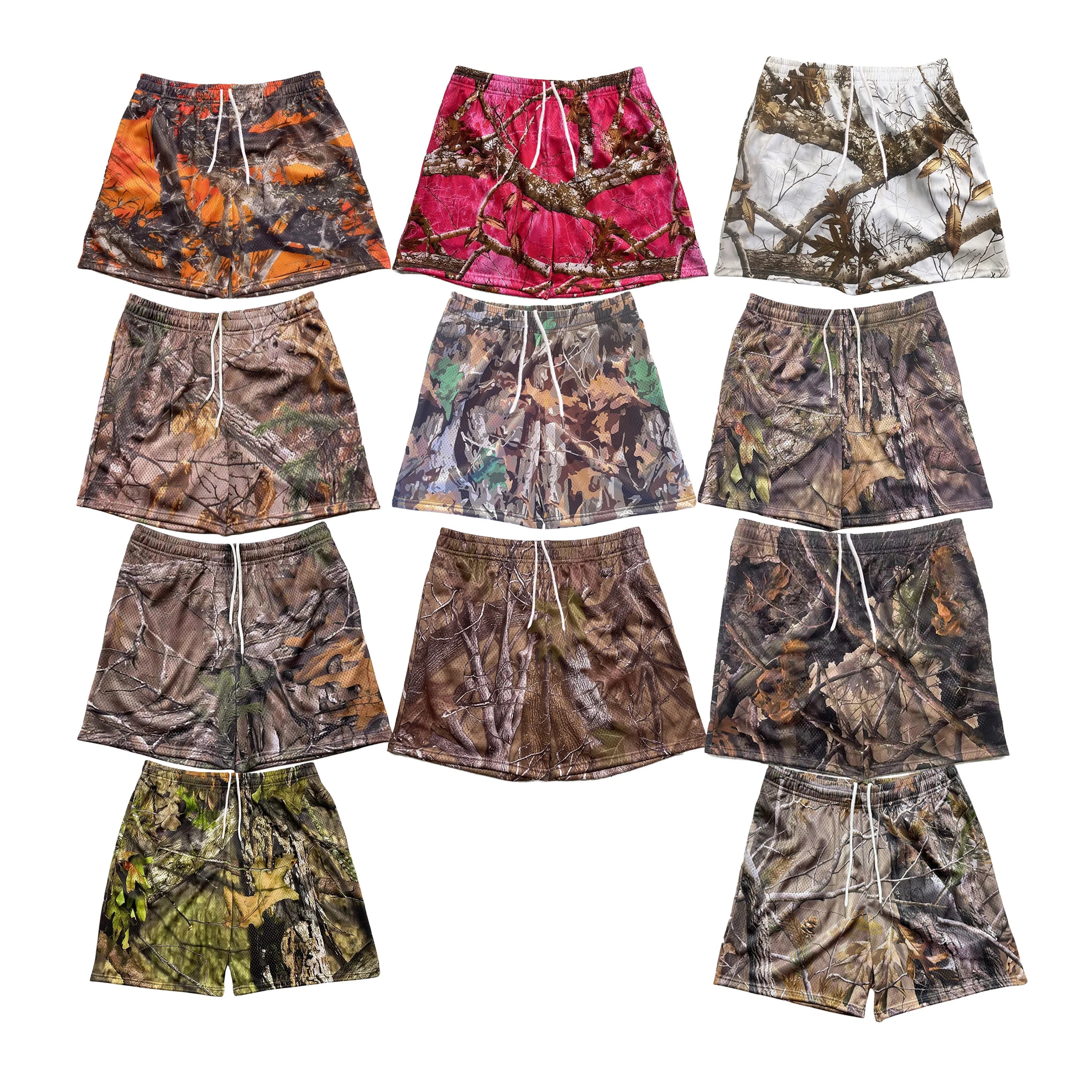 High quality designer wholesale sublimation polyester 5 inch inseam double layer gym custom men tree camo mesh basketball shorts