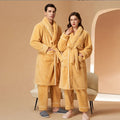 Autumn Winter Shawl Collar Pajamas Pants Set Warm Trouser Robe Home Wear for Women Men