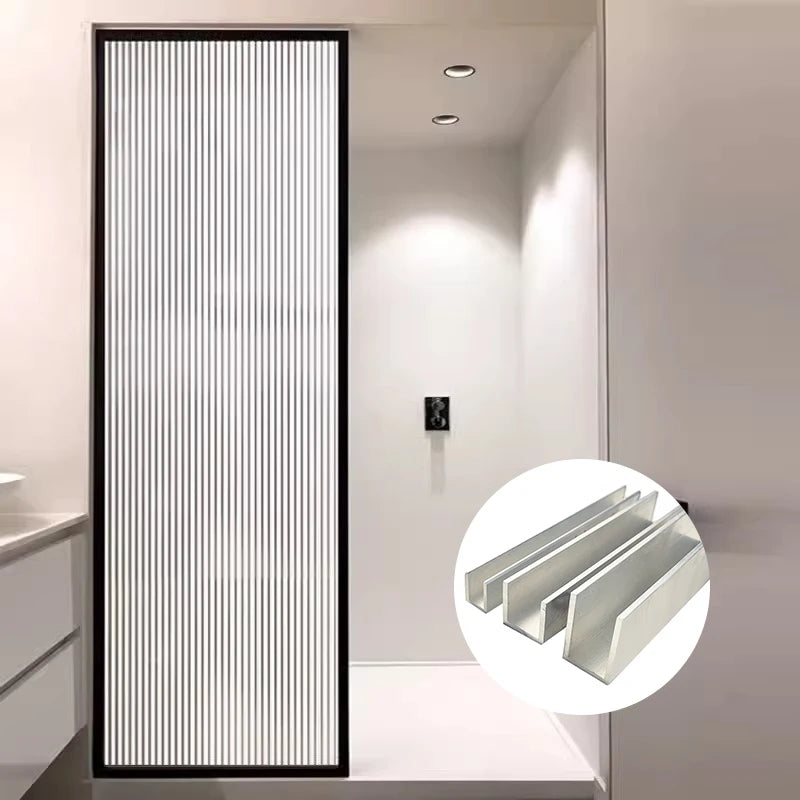 Aluminum Alloy U-shaped groove Black Aluminum Trough Shower Room Glass Edge Banding Partition Pre-installed Card groove