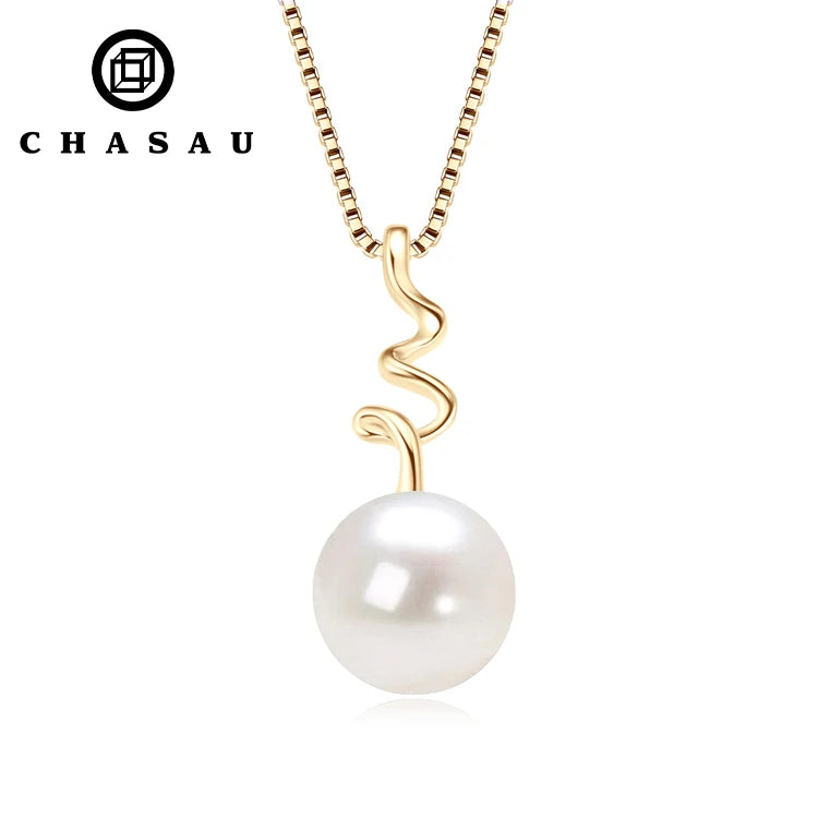 New Arrival Natural 9-10mm Pearl Pendent 925 Silver Jewelry Round Freshwater Pearl Necklace for Women