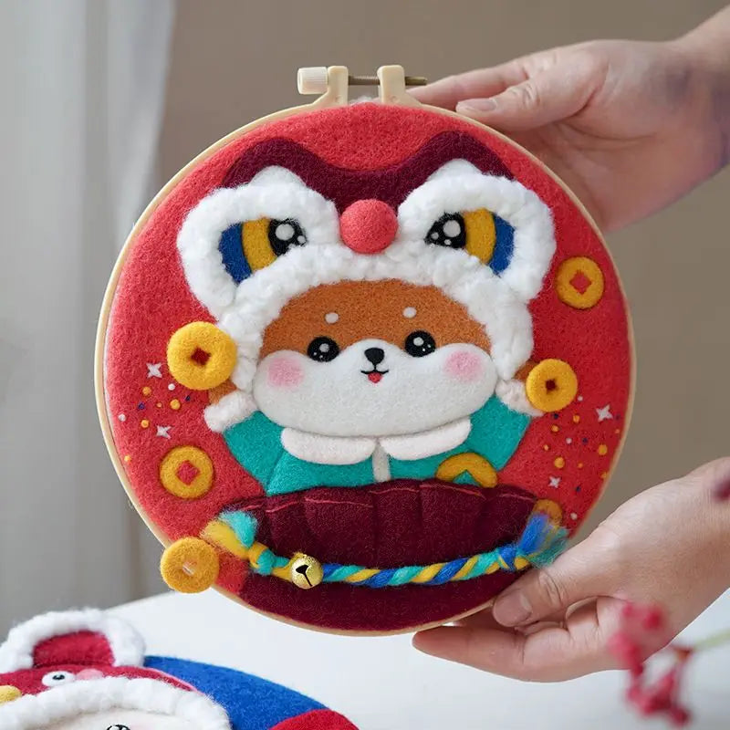 CHENISTORY DIY Wool Felting Painting With Embroidery Frame Handmade Needle Wool Painting Picture for Home Decors Crafts Gift