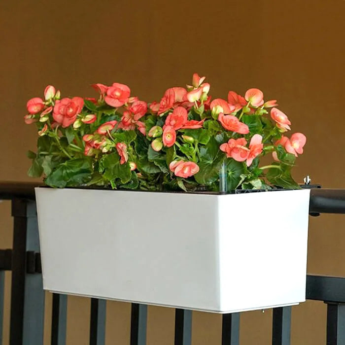 Brice Gardening Modern PP Plastic Self Watering Deck Rail Planter Pot Home Indoor White Hanging Flower Pot Rack Large Small
