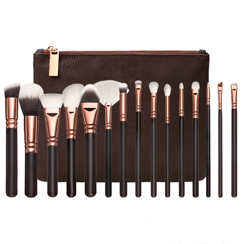 Wholesale Luxury 15pcs Synthetic Hair Foundation Cosmetic Brushes Set Resin OEM/ODM Private Label Face Eye Including Concealer