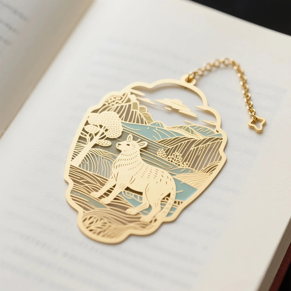 Custom Magnetic Sprout Blank Metal Promotional Pressed Flowers Bookmark Leaf Animal Tassel for Book Cute Brass Fox Bookmark