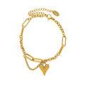 Trendy Exquisite Stainless Steel Chain Link Heart Bracelet Necklace Set for Parties and Anniversaries