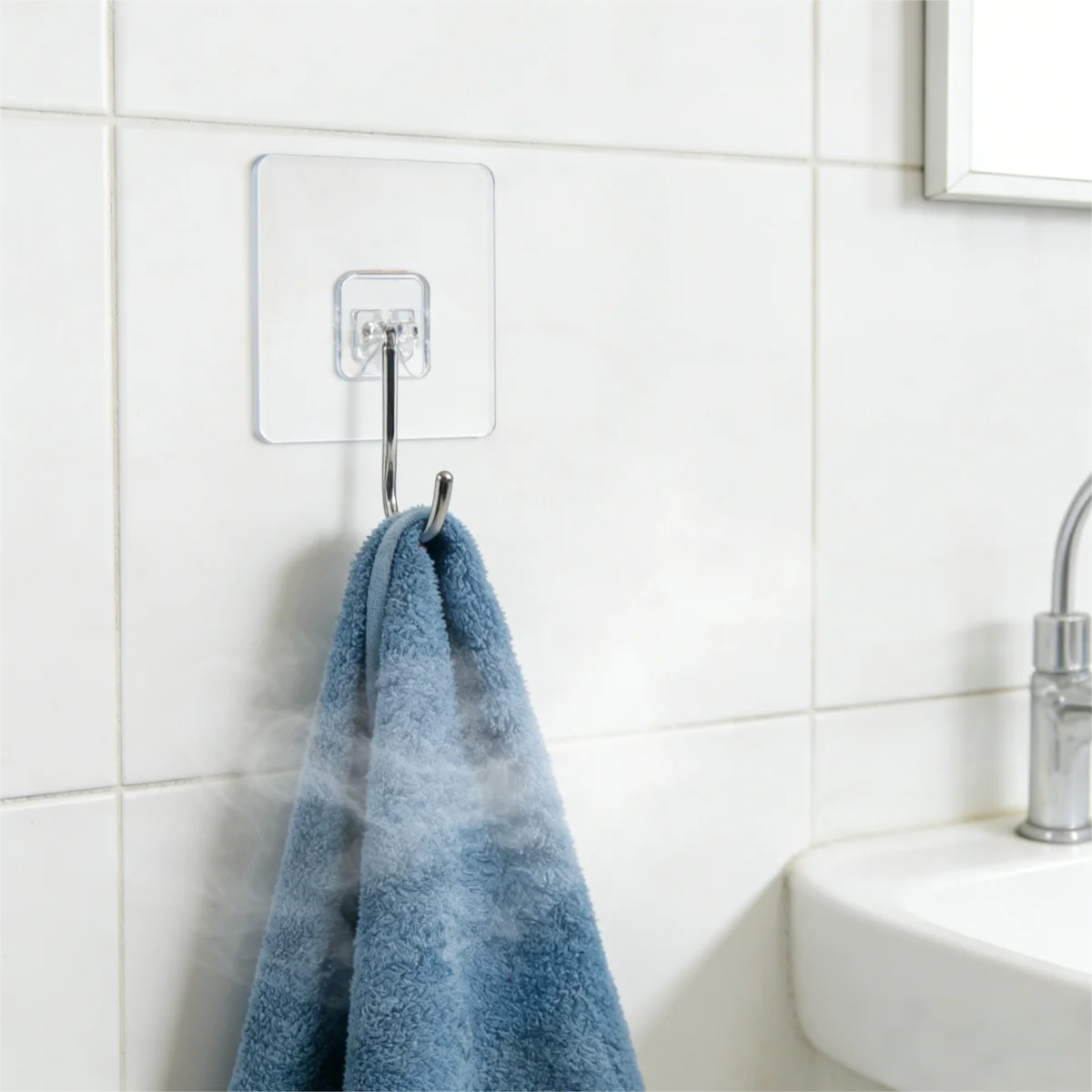 Stock 4-Piece Pack Plastic Adhesive Multi-Hanging Hook Double Tiers for Bathroom Jewelry Cleaning-Hook Type for Textured Walls