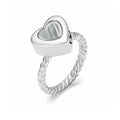 Stainless Steel Rose Gold Plated Heart Cremation Ash Jewelry Memorial Glass Ring Keepsake Ash Holder Locket Urn