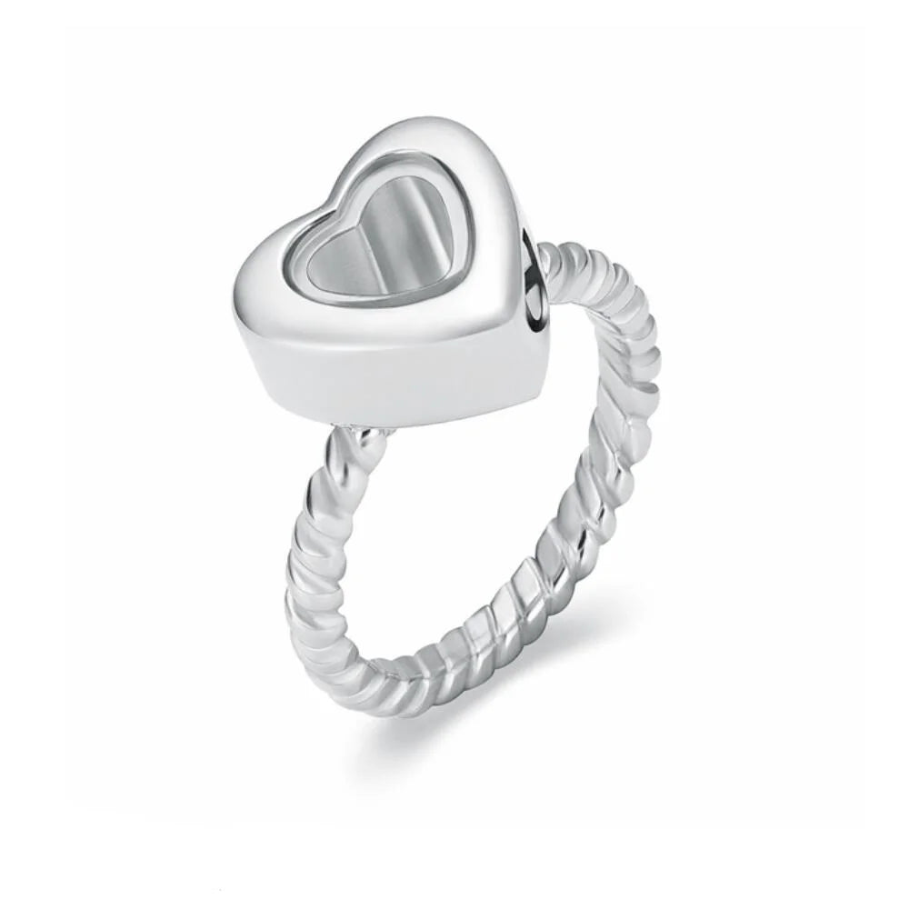 Stainless Steel Rose Gold Plated Heart Cremation Ash Jewelry Memorial Glass Ring Keepsake Ash Holder Locket Urn