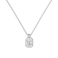 Dylam Classic Design Collection 925 Sterling Silver Chain Link Solitaire Rectangle 8A Cubic Zirconia Stone Pendant Necklaces