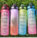 32oz Gradient Tritan Water Bottle for Outdoor Motivational Time Marker Skinny for Camping and Boiling Water