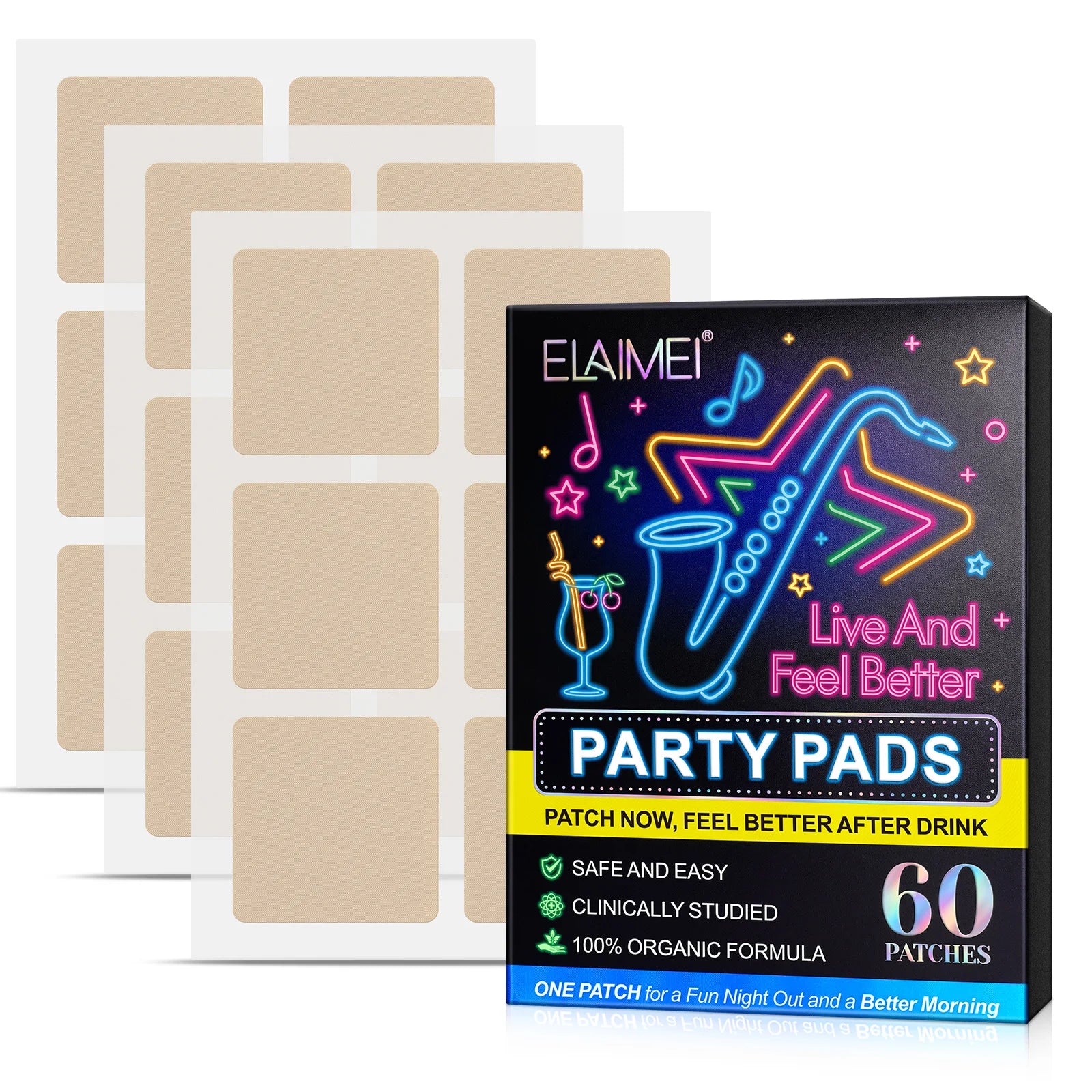 ELAIMEI Private Label Club Festival Birthday Party Natural Hangover Cure Transdermal Complex Vitamin Hangover Party Patch