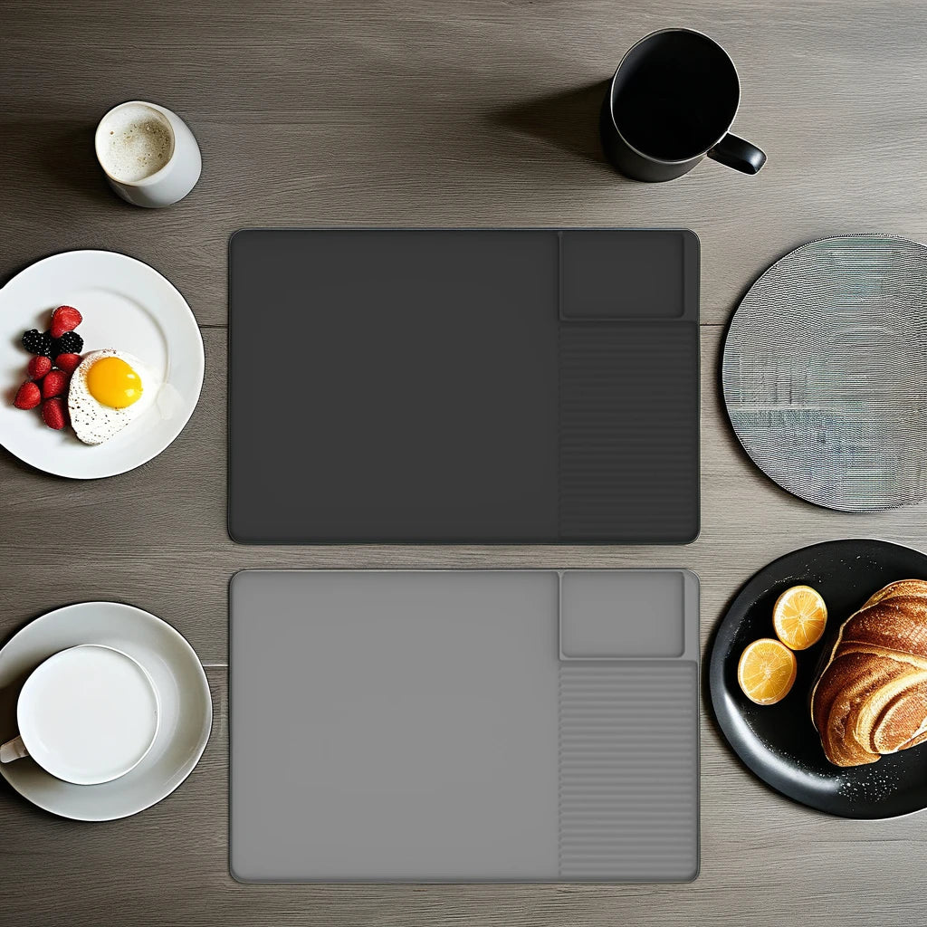 Custom logo Silicone Grey Coffee Mat for Countertops for Coffee Maker and Espresso Machine Mat Sustainable Silicone Countertops