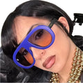 Best Selling  Fashionable Retro Sunglasses Women Oversize Oval Full Frame High Quality Black White Metal Temple Ready Ship