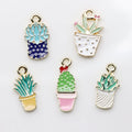 Cute Colorful Anime Plant Cactus Enamel Charm for Girls Trendy Potted Plant Earring Drop Jewelry Gift