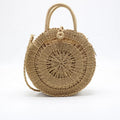 New Arrival Summer Beach Hollow Out Round Shape Straw Woven Bag Eco Friendly Handmade Straw Basket Crossbody Bag for Women