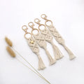 Handcrafted White Macrame Keychain Cotton Rope Braided Tassel Keyring Car Key Holder Bag Charm Accessories Stylish Car Key