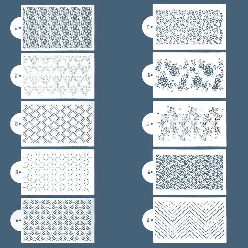 Saffron 35*21cm Plastic Cake Decorating Stencil Frame Template Multiple Floral Designs Mesh Mold for Stylish Cakes
