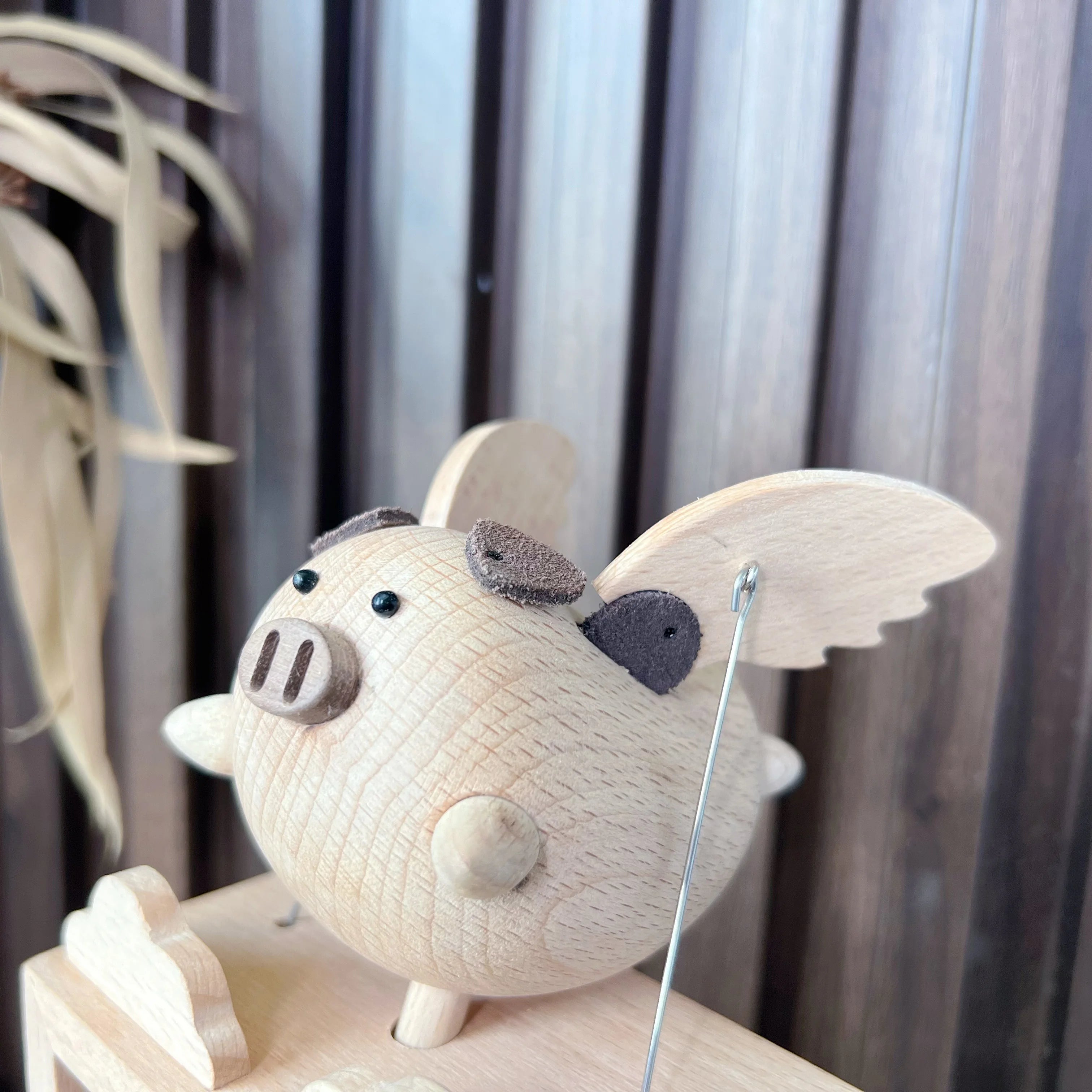 14x20 Magnets Hand-Made Natural Beechwood Pig Toy Kids Gifts Desktop Stress Relief Relaxation Wooden Decoration Dropshipping DDP