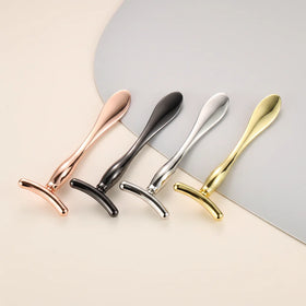 Custom Logo 9.6CM Luxury Anti Wrinkle Applicator T Shape Eye Cream Stick Makeup Spoon Metal Spatula for Cosmetic