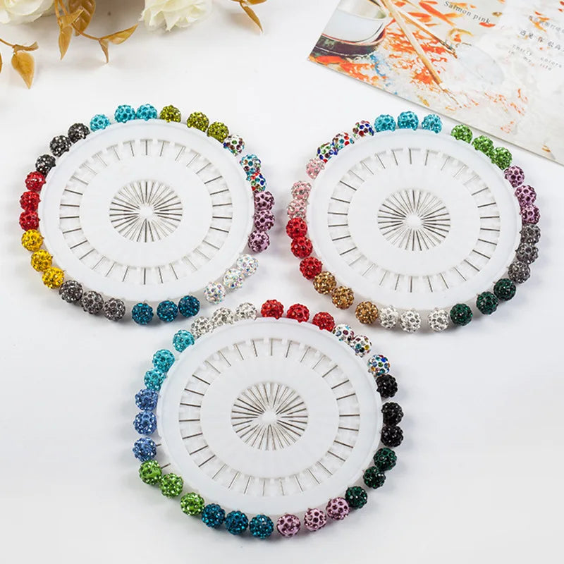 30pcs Rhinestone Ball Muslim Hijab Clip Brooch Pins Scarf Safety Clip Women Scarf Hijab Clips Pin Fixed Straps Anti Slip Brooch
