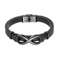 Hot Selling Fashion Men's Leather Cord Bracelet Eternal Figure 8 Stainless Steel Jewelry