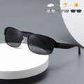New Retro Rectangle Photochromic Sunglasses for Men Gold Drivers Driving Glasses with Polarized Metal Shades for Outdoor Riding