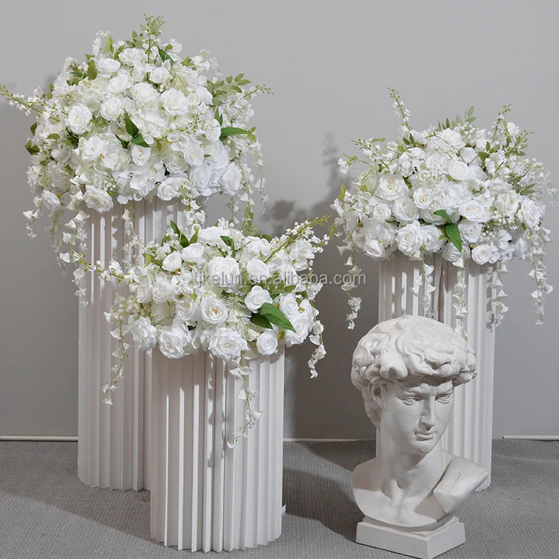 KE-FB015 Wedding Artificial 50 cm White Flower Ball Wedding Centerpieces Silk Flower Center Piece Artificial Flowers Ball