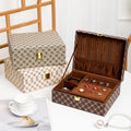 European American Style Double-Layer Leather Jewelry Organizer for Earrings Necklace Ring Watch Storage and Gift Box
