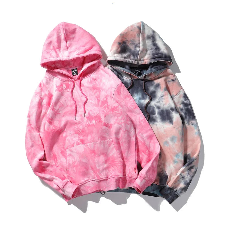Fashion Plain Style Cropped Tie Dye Loose Waterproof Embroidered Woven 100% Cotton Autumn 2pcs Hoodie Woman