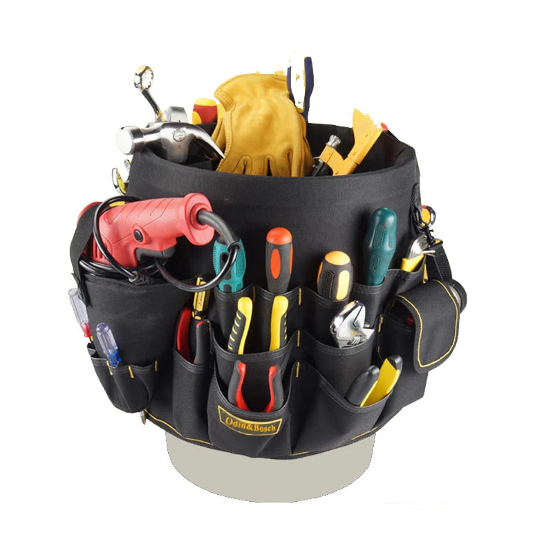Custom Canvas Nylon Fabric Paint Carpenters Plumbers Storage Heavy Duty Electrician Bucket Garden Tool Bag