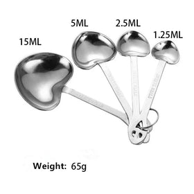Novelty Gift Metal Stainless Steel Baking Scoop Hanging Measuring Spoon Measurement Tools Heart Measuring Spoons