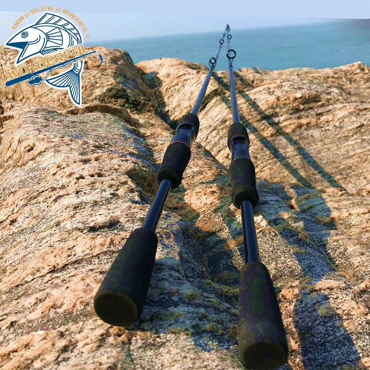 New Design 1.6m 1.8m 2.1m Black Medium Action 2 Section Fibre Glass Strong Toughness Spinning Sea Fishing Rod