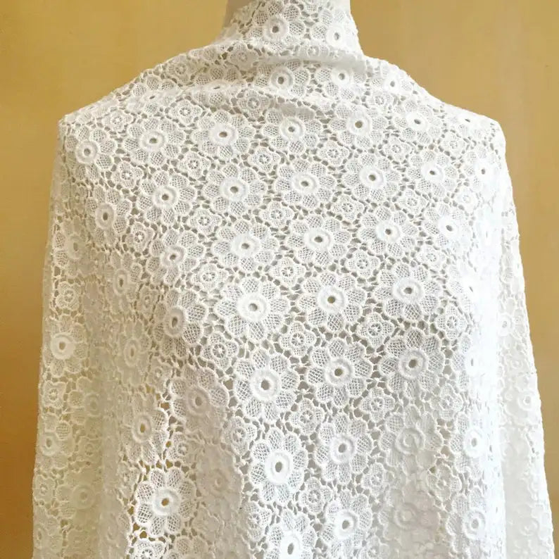 White Floral Flower Guipure for Dubai BRIDAL Wedding Gown Bridal Fabric