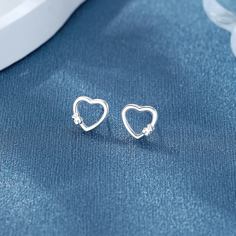Sophisticated Heart 925 Sterling Silver Women'S Stud Earrings With Cubic Zirconia for Wholesale Collections 925 Silver Earrings