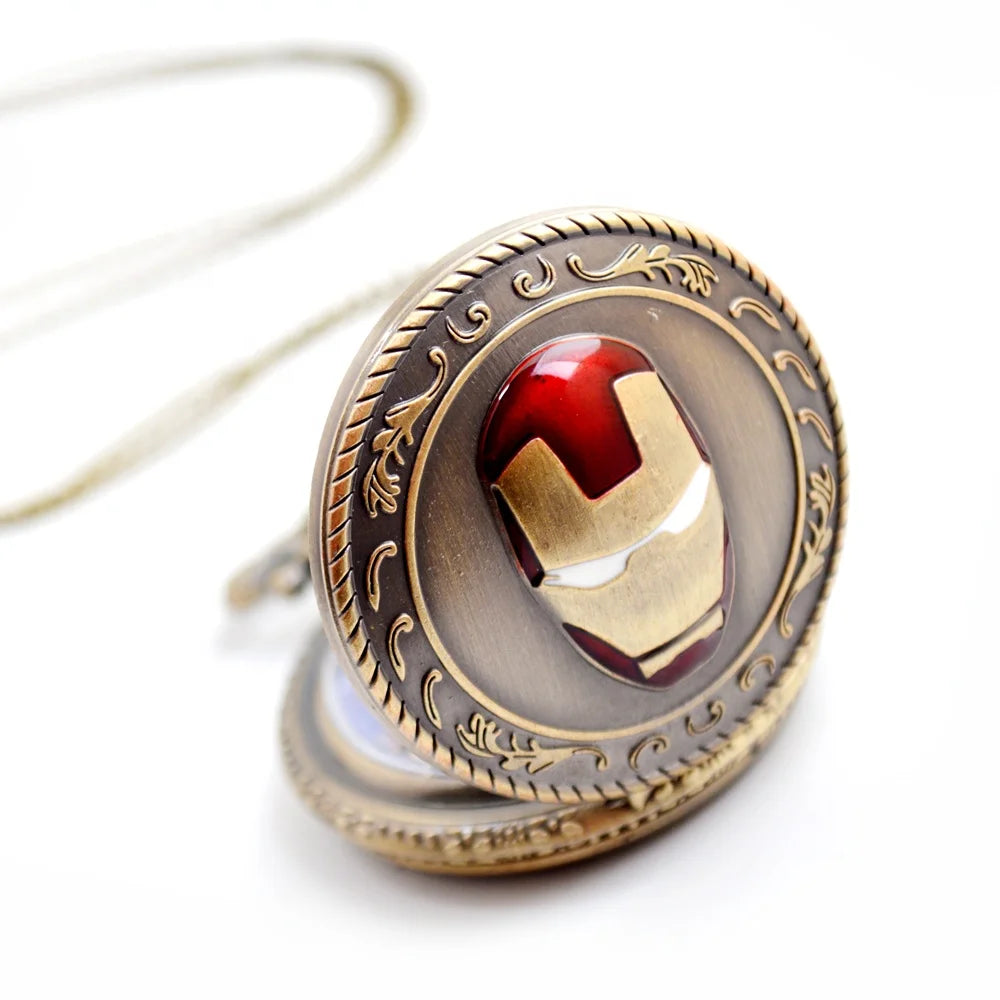 Commemorative Retro Superman Marvel Animation Collection Pocket Watch Nostalgic Flip Men's and Women's Necklace Watch Factory