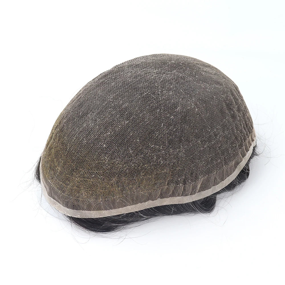 French Lace  Men Toupee Bleached Knot Male Hair Prosthesis Natural Hairline Breathable Hair Patch  for Men Human Hair Wig System