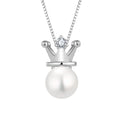 LULUFOCUS Wholesale Custom Accessory Diy Crown S925 Silver Zircon 8Mm Natural Freshwater Pearl Necklace