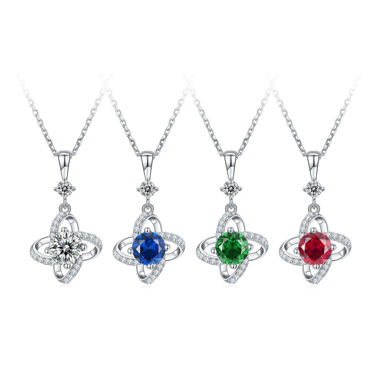 JS01O Abiding Shield Long Lasting White Gold Plating Jewelry Simple Design 1 Carat Ruby Moissanite Necklace