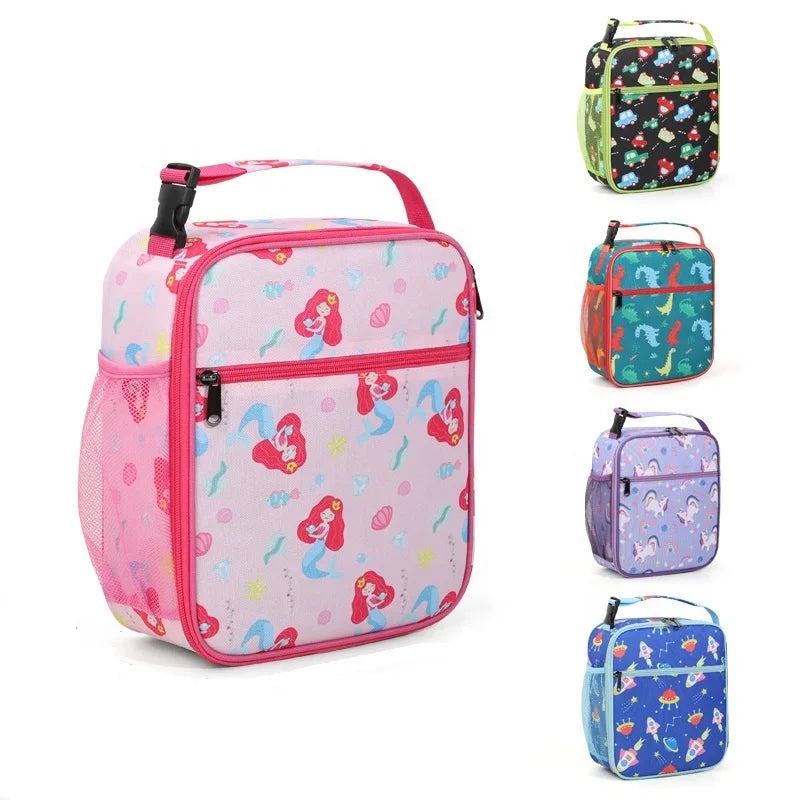 Durable Oxford Insulated Cooler Lunch Bag Custom School Cartoon Design Polyester Bolsa De Comida Bottle Holder Different Regular