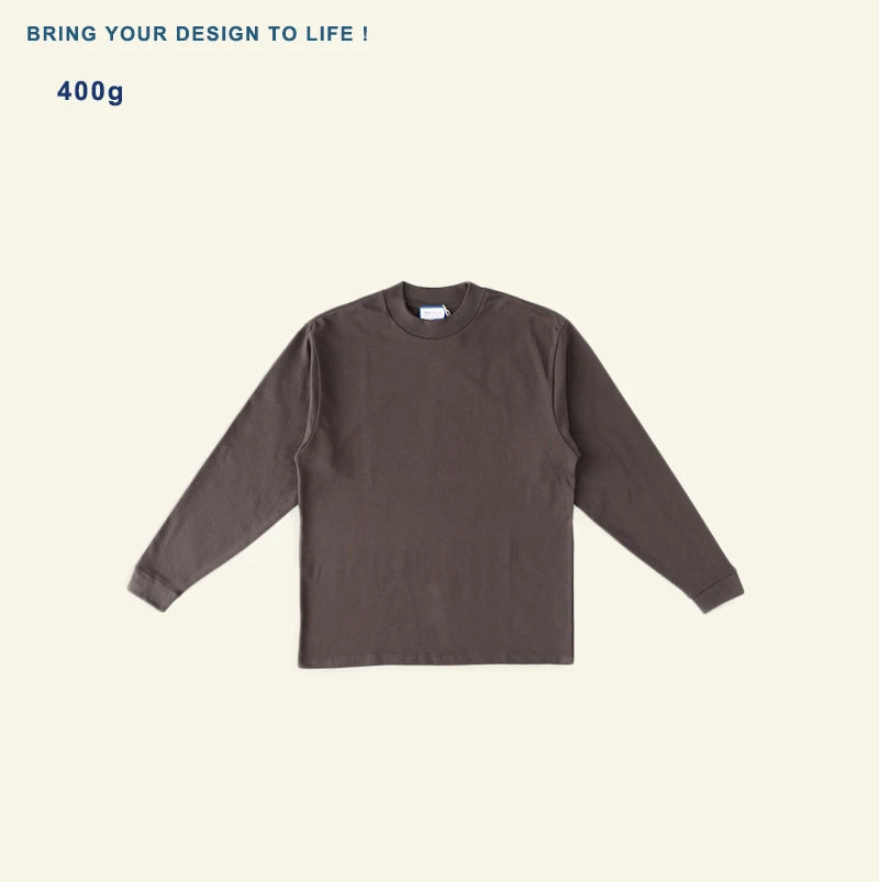 Wholesale 400 G Solid Color Casual O Collar Cotton T-Shirt Custom Logo Long Sleeve Heavyweight T-Shirt