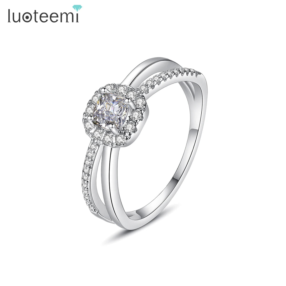 LUOTEEMI Promise Woman Finger Fashion Dainty Korean Trendy Luxury Eternity Jewelry Engagement Diamond Ring