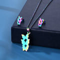Fashionable Stainless Steel Butterfly Necklace & Earring Set Trendy Collarbone Chain & Color Pendant Wholesale